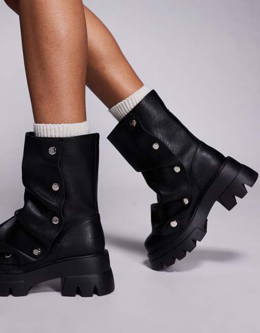 Azalea Wang Bharti studded chunky ankle boots in black