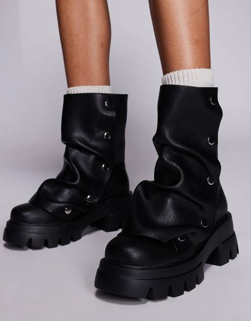 Azalea Wang Bharti studded chunky ankle boots in black