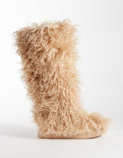 Azalea Wang bottes montantes Denton à effet fausse fourrure beige - view 1