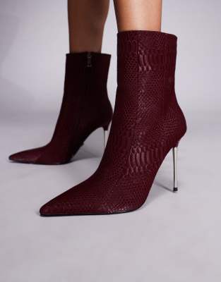Azalea Wang - Calean - Ankle-Boots in Burgunderrot mit Stilettoabsatz