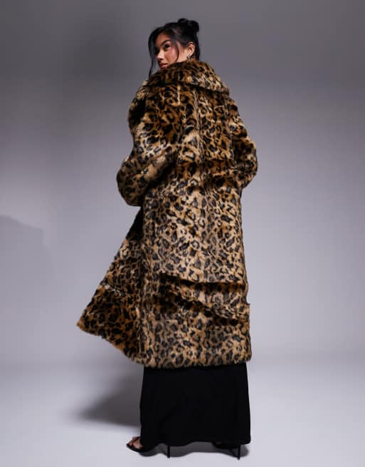 Azalea Wang - Catty - Manteau long en fausse fourrure - Léopard, 2 de 4