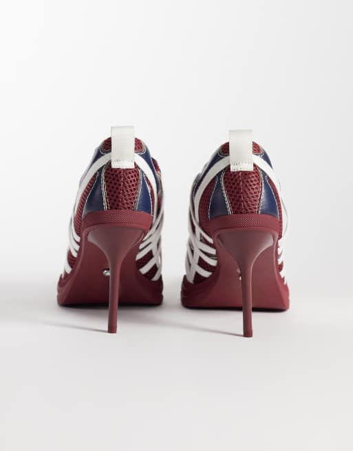 Azalea Wang Crosswalk escarpins sportifs à plateforme et bout pointu à lacets rouges et blancs, 4 de 4