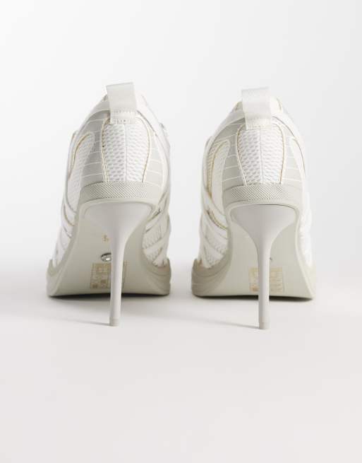 Azalea Wang Crosswalk platform sporty pointed heels with laces in gray, 4 of 4