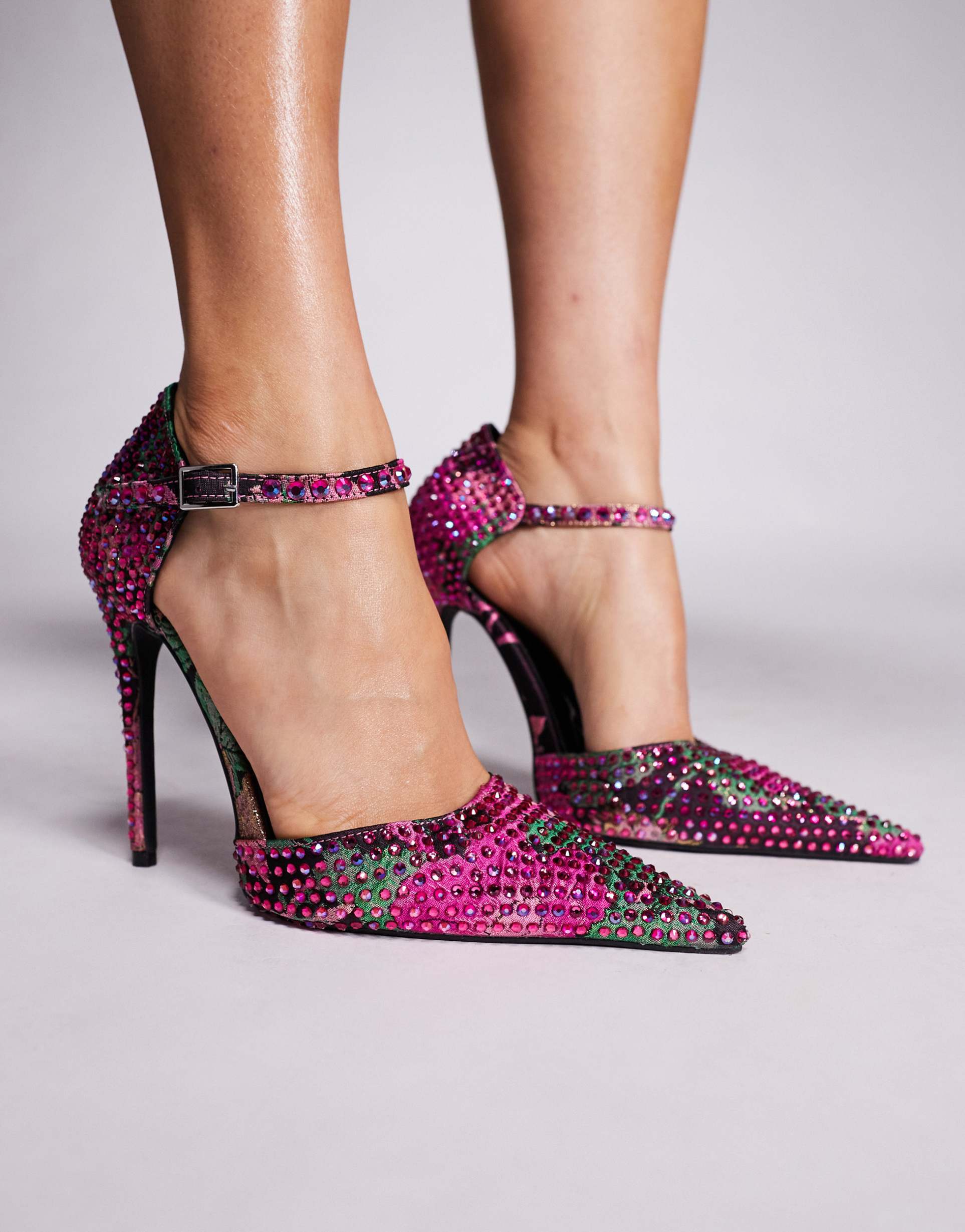 azalea wang daiyya embellished high heels in floral pink