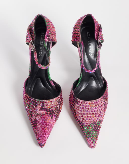Azalea Wang – Daiyya – Rosa pumps med klack och nitar, 2 av 4