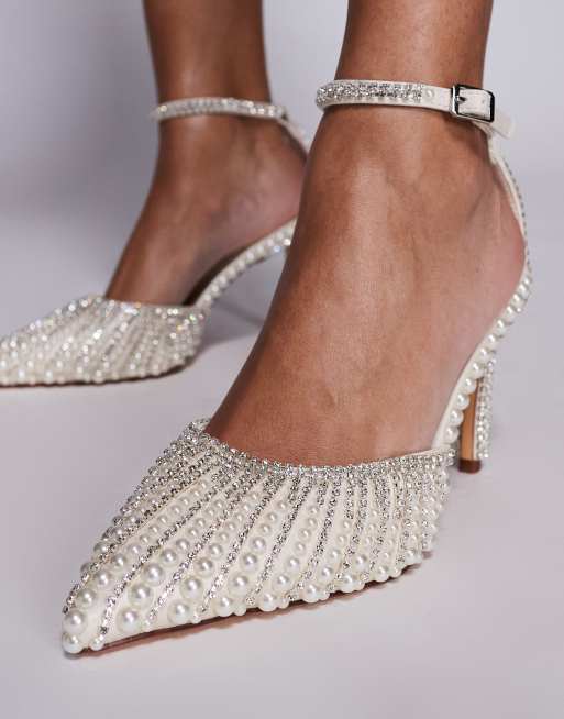Azalea Wang - Davina - Hvide pumps med hæl og perler, 2 af 4