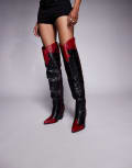 [AZALEA WANG] Azalea Wang Deimos heeled western over the knee boots in black 38 BLACK