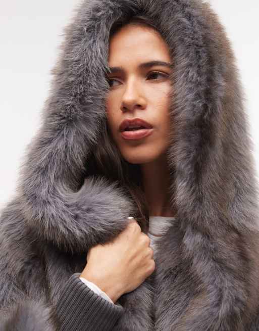 Azalea Wang Dusk faux fur coat in grey, 2 of 4