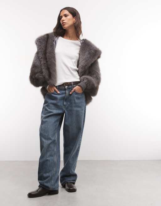 Azalea Wang Dusk faux fur coat in grey, 3 of 4