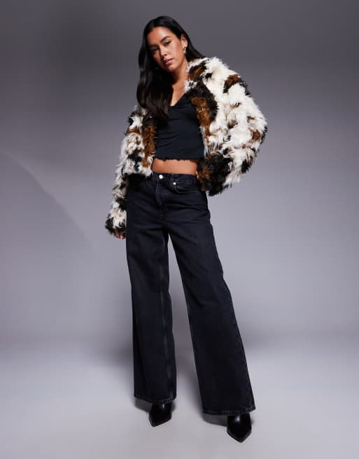 Azalea Wang - Enora - Multifarvet cropped frakke i imiteret pels, 2 af 4