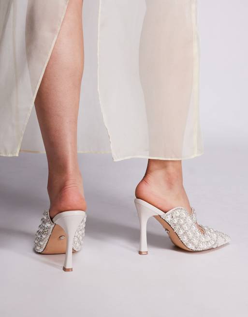 Azalea Wang Enya embellished heeled mules in silver | ASOS