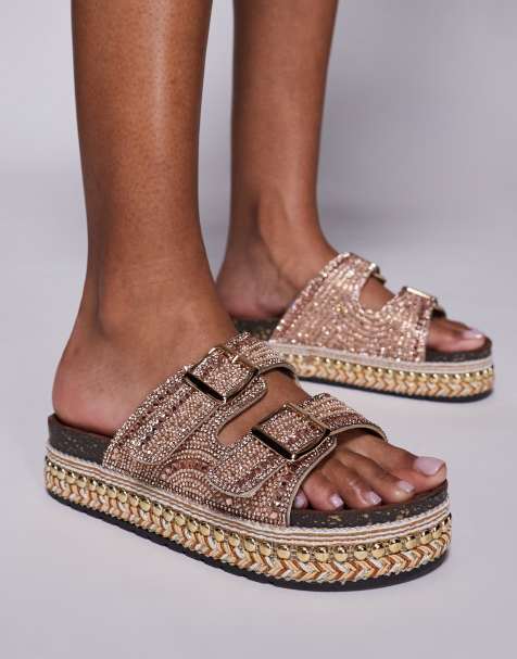 Azalea Wang - Ezri - Rosaguld sandaler med udsmykket sål - view 1