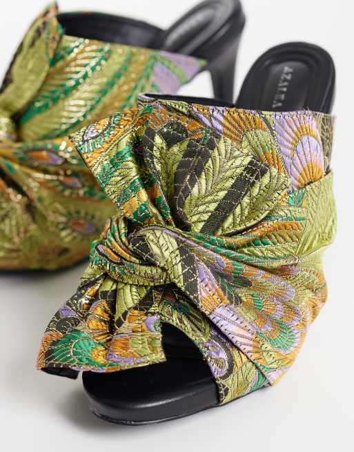 Azalea Wang Fayelette mules à talons sandales vert multicolore, 3 de 4