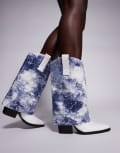 [AZALEA WANG] Azalea Wang Hartley embellished foldover western boots in white 37 White multi