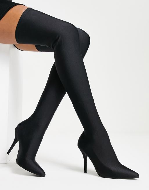 Alexander Wang Lyra Thigh-high Fishnet Stocking Pump In Black