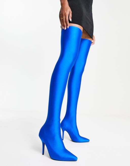 Blue thigh high boots new arrivals