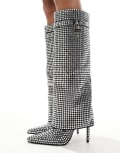 [AZALEA WANG] Azalea Wang Hemlock foldover embellished knee boots in silver 36 SILVER