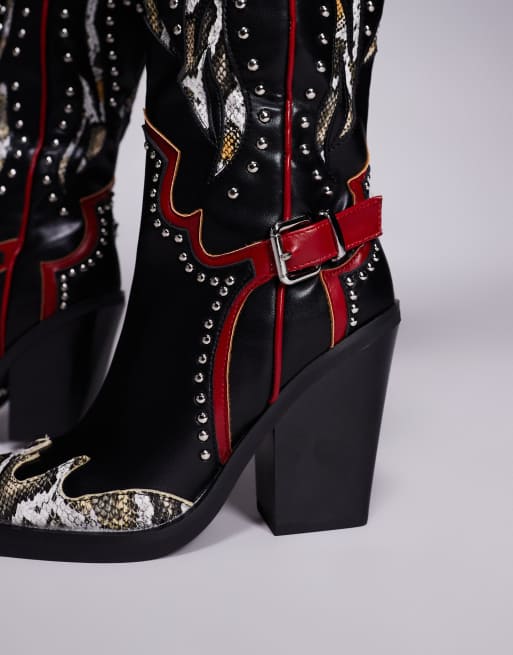 Azalea Wang - Hyperion - Bottes cloutées style western - Noir, 3 de 4