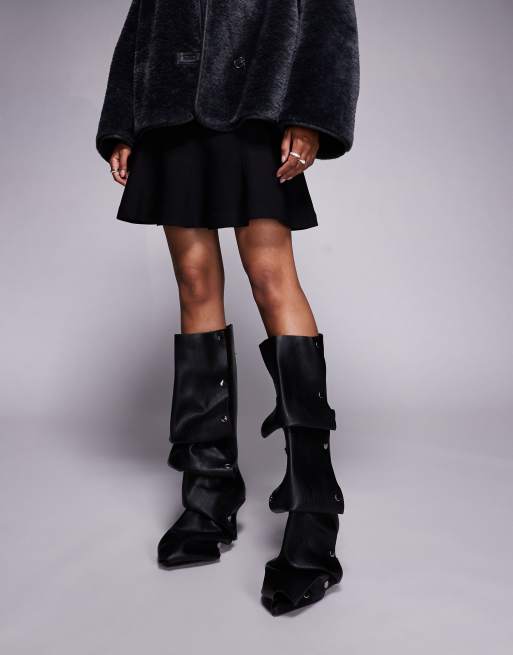 Azalea Wang - Imogine - Knielaarzen met stiletto hak en studs in zwart, 4 van 4