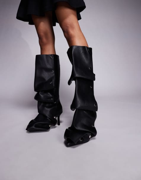 Azalea Wang Imogine stiletto heel studded knee boots in black - view 1