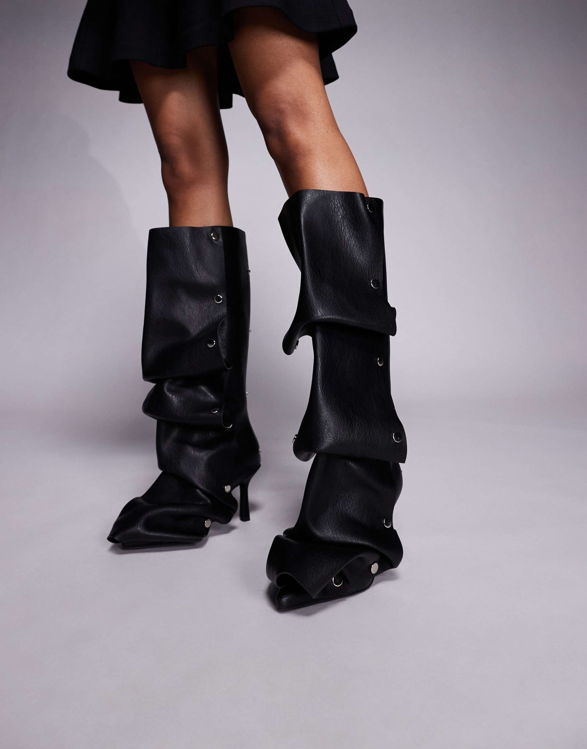azalea wang imogine stiletto heel studded knee boots in black