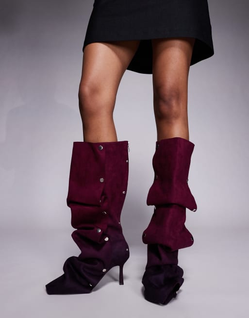 Azalea Wang Imogine stiletto heel studded knee boots in purple, 2 of 4