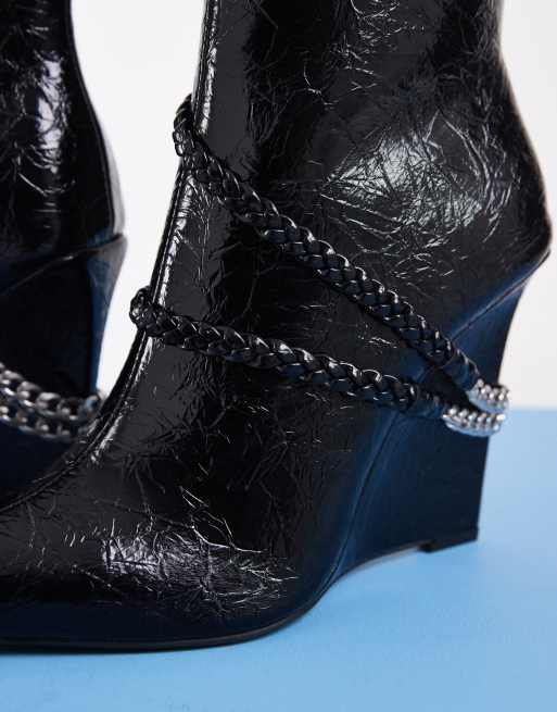 Azalea Wang – Jacques – Stiefeletten in Schwarz mit hohem Keilabsatz, 3 von 4