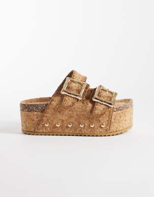 Jainna platform sandals in cork-Neutral