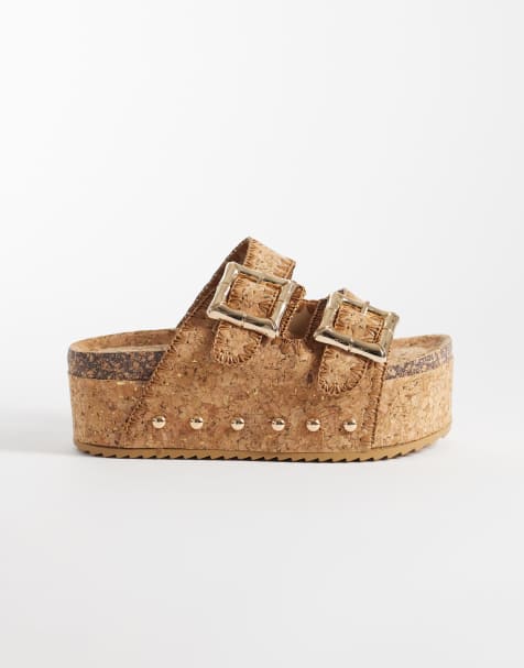 Azalea Wang Jainna platform sandals in cork - view 1