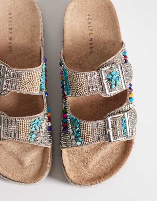 Azalea Wang - Kaylum - Platte sandalen met kralen in beige, 2 van 4