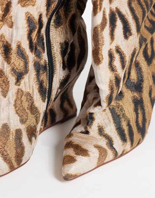 Azalea Wang Kenya kniehohe Keilstiefel im Leopardenmuster, 2 von 4