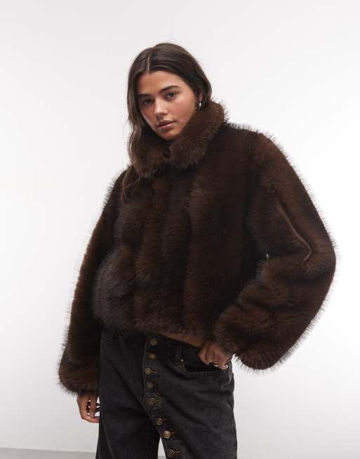 Azalea Wang Kessia faux fur coat in chocolate, 2 of 4