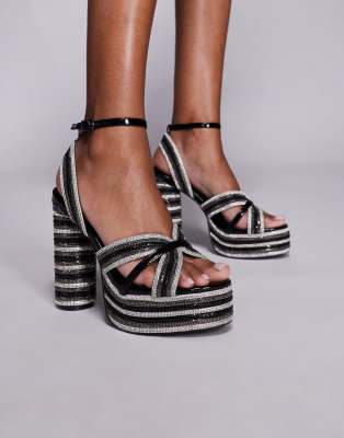 Azalea Wang Kinslee Embellished Platform Sandals In Black