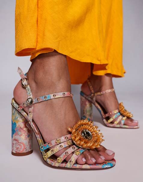 Azalea Wang Koan embellished block heeled sandals in pink - view 1