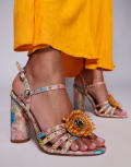 [AZALEA WANG] Azalea Wang Koan embellished block heeled sandals in pink 38 PINK
