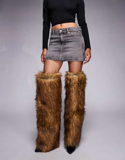 Azalea Wang - Langdon - Bottes hauteur genou en fausse fourrure - Marron, 4 de 4