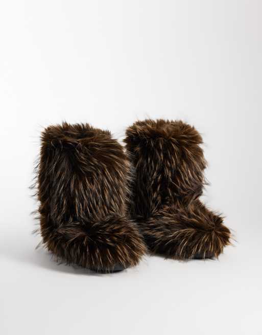 Azalea Wang Lenix furry ankle boots in brown, 4 of 4