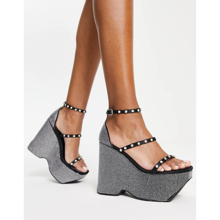 Silver diamante wedge clearance sandals