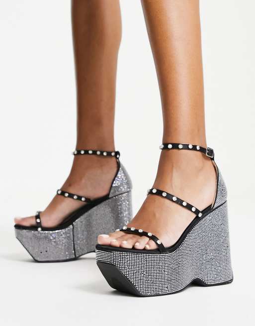 Wedge hot sale diamante sandals