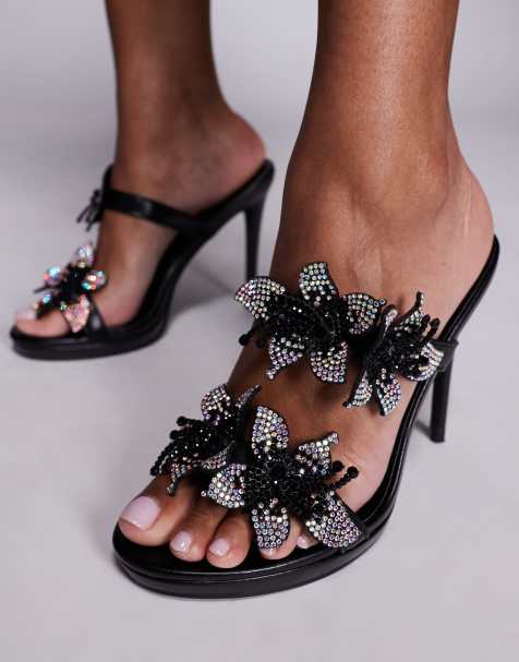 Azalea Wang Luckyone embellished heeled mules in black - view 1