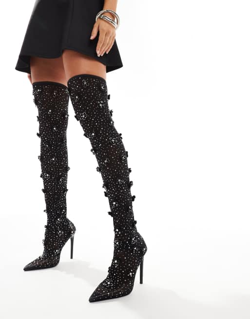 Knee High Boots Mit Glitzer Overknee Stiefel Damen Stiefel Mit