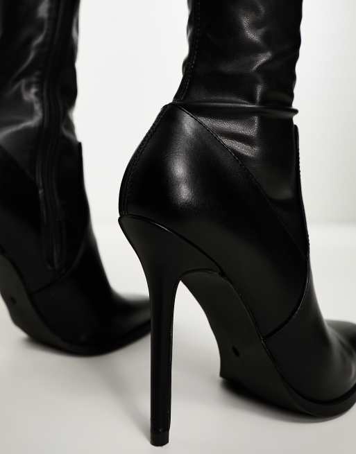 Azalea Wang – Miley Signiture – Svarta, stretchiga, lårhöga boots, 3 av 4