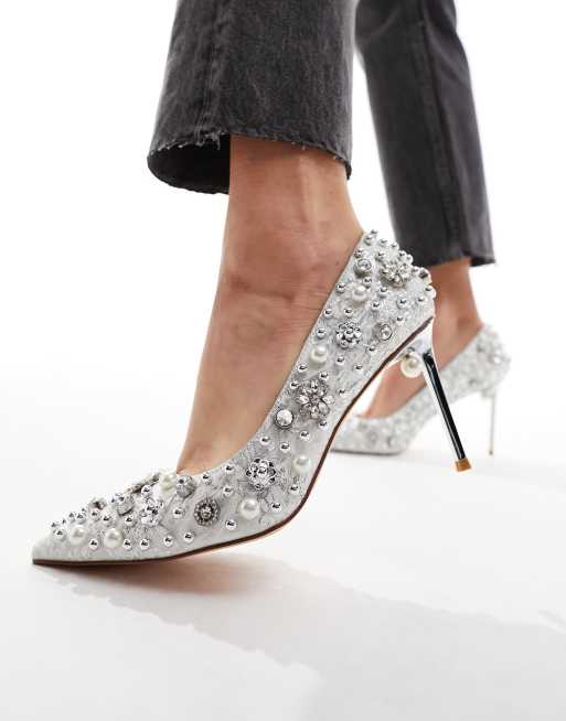 Silver court shoes outlet asos