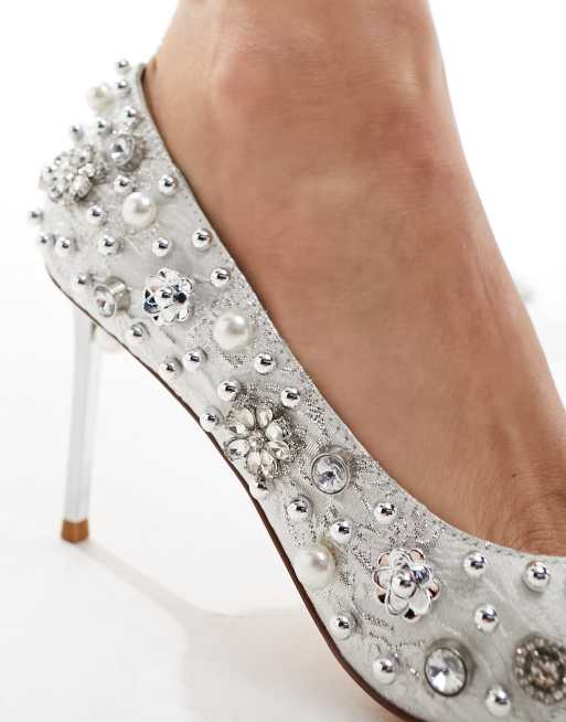 Azalea Wang - Moon - Scarpe décolleté da sposa argento decorate, 3 di 4