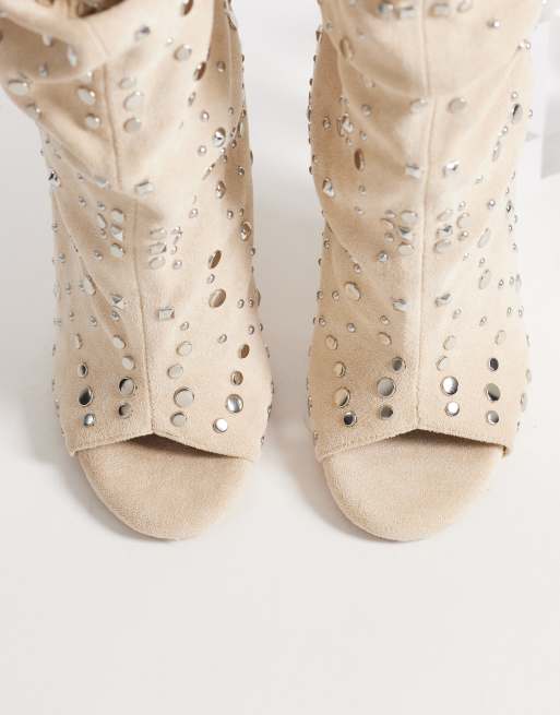 Azalea Wang - Naomani - Beige sandalstøvler med udsmykning, 3 af 4