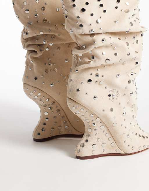 Azalea Wang - Naomani - Beige sandalstøvler med udsmykning, 4 af 4