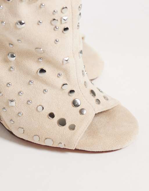 Azalea Wang - Naomani - Bottes style sandales ornementées - Beige, 2 de 4