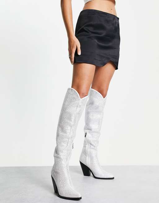 White and silver cowboy boots sale