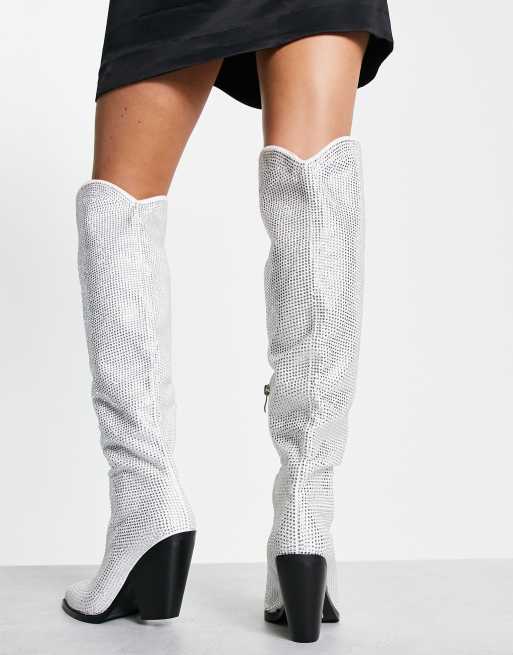 White cowboy boots with hot sale rhinestones