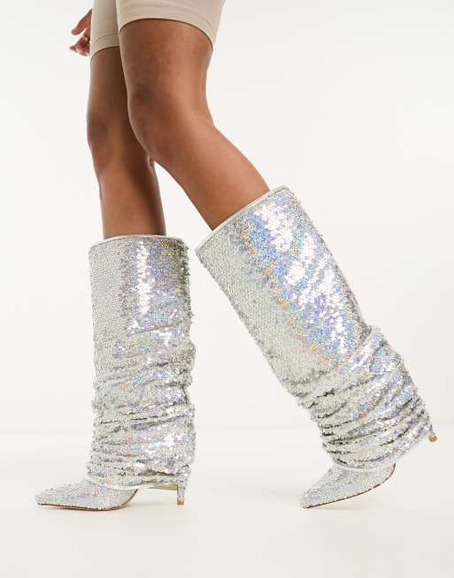 Sequin shop silver boots